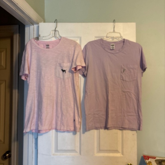 PINK Victoria's Secret Casual Crew Neck Tees Pink and Purple small and medium - Picture 1 of 6